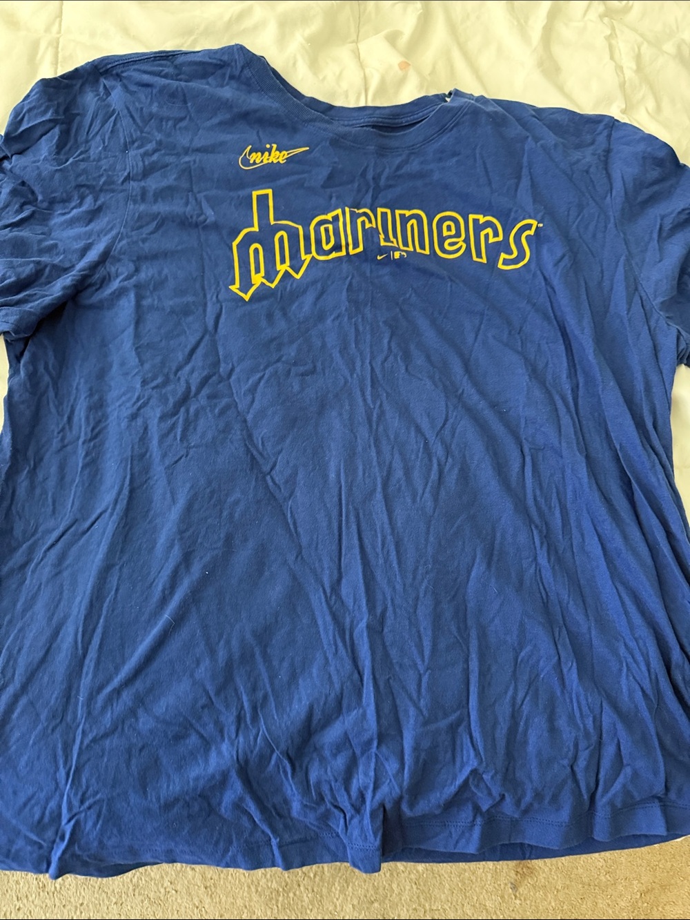 Nike Blue Mariners Graphic Tee with Yellow Accents